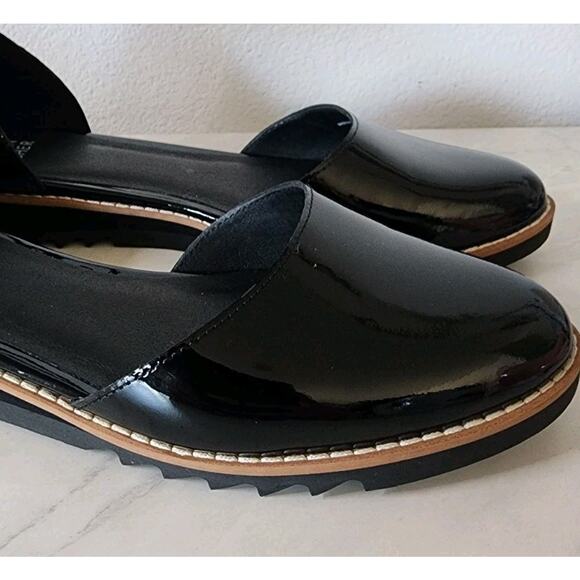Eileen Fisher Emmet Ankle Strap Ballerina Black Patent Leather Size 9.5 New - Picture 7 of 12
